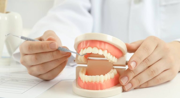 Concept of tooth treatment and dental care